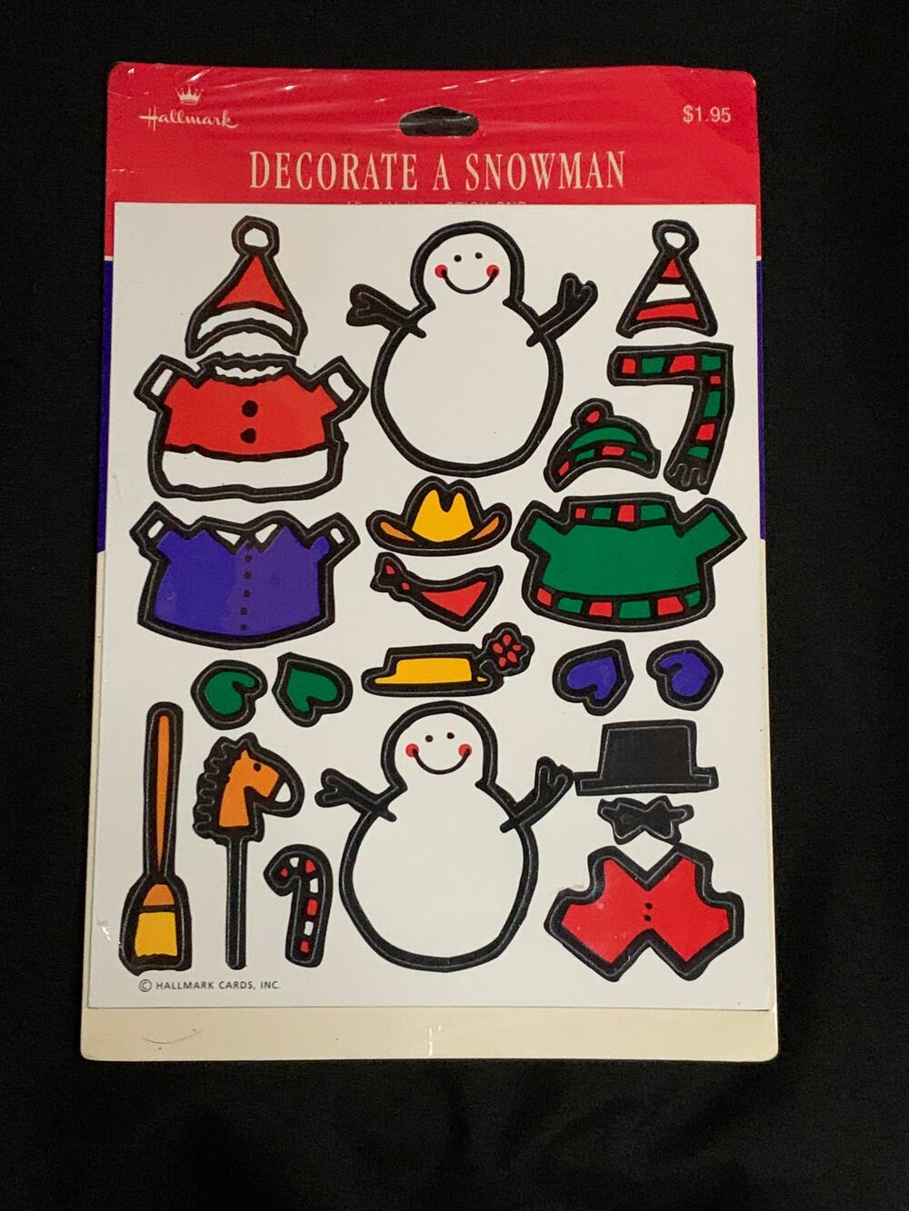 Vintage Hallmark Decorate a Snowman Reusable Christmas Sticker Set Sealed
